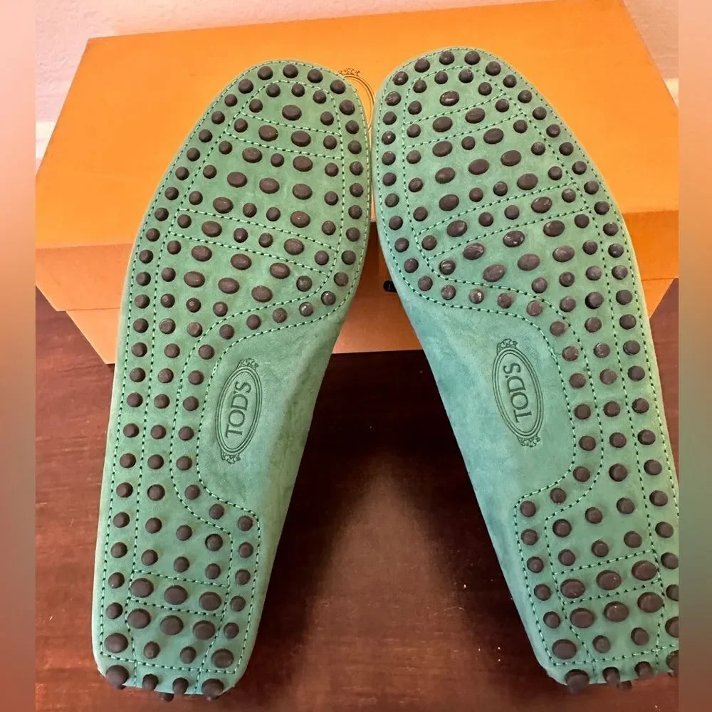 TOD’S Men’s laccetto Green Soft Suede driving slip-on Loafers Sz US 5,5/EU38 NIB